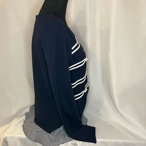womens tops medium long sleeve cotton navy white nautical